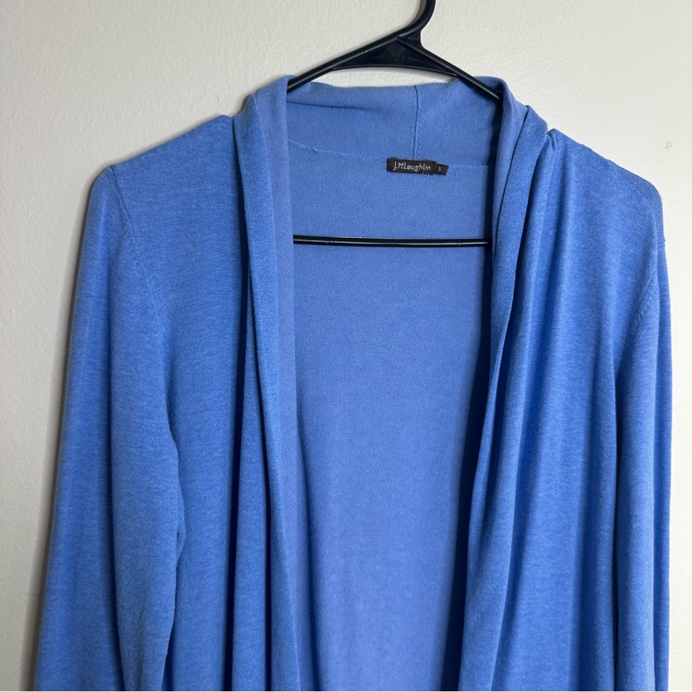 J. McLaughlin Blue Open Front Cardigan Cotton Blend size Small - Picture 2 of 5
